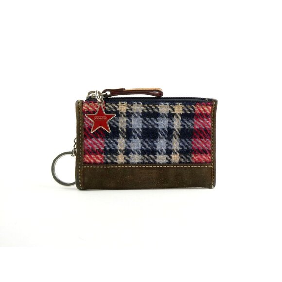Coach Tartan Wool Mini Skinny Case w/ Keychain & Star Charm - Picture 1 of 14